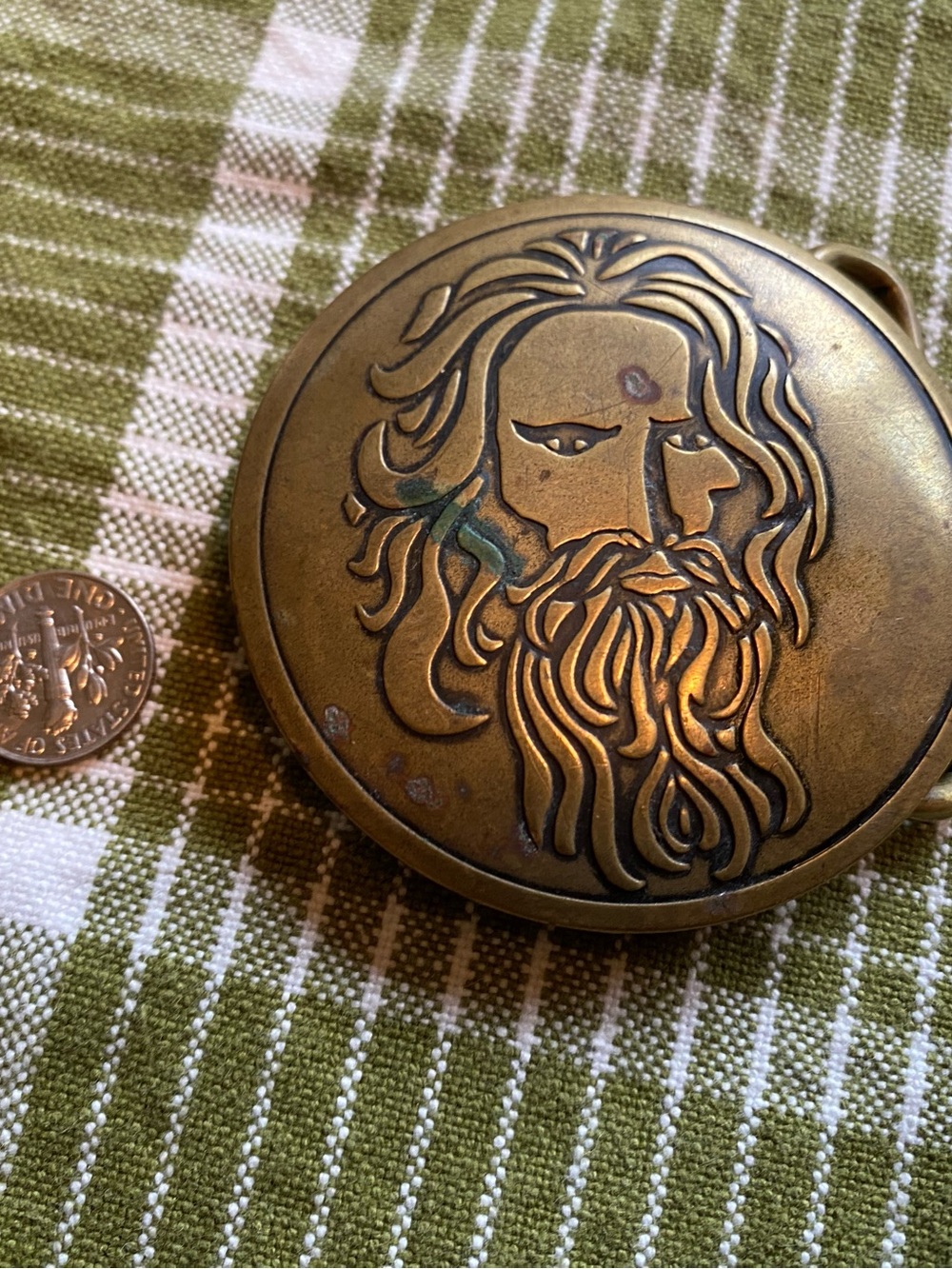 Cool Vintage 1970’s Solid Brass “Bearded Dude” Belt Buckle